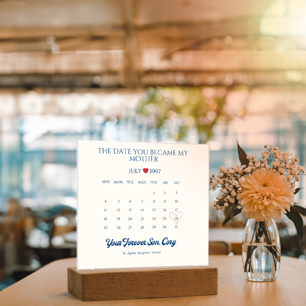 The Date You Became My Mother Acrylic Square Plaque