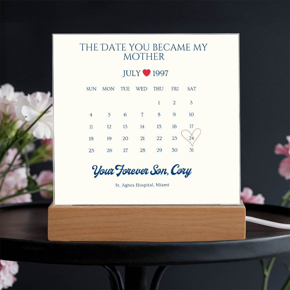 The Date You Became My Mother Acrylic Square Plaque